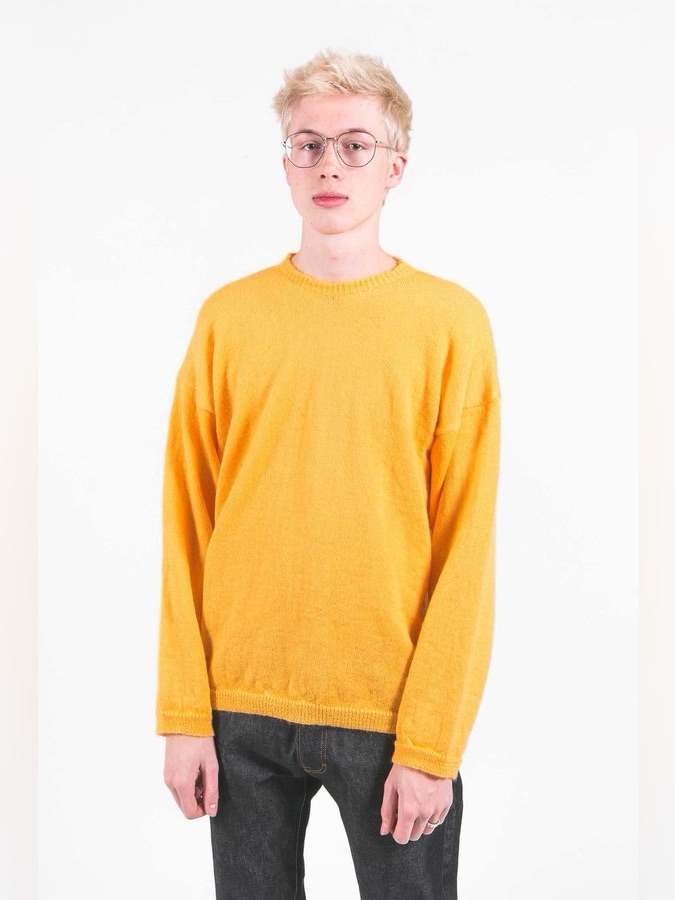 Our Legacy Golden Yellow Merino Wool Mohair Blend Crewneck Sweater Unisex